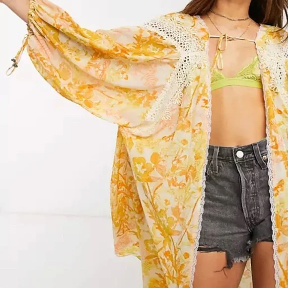 Free People Lost in Love Kimono Honey Combo - Picture 3 of 9